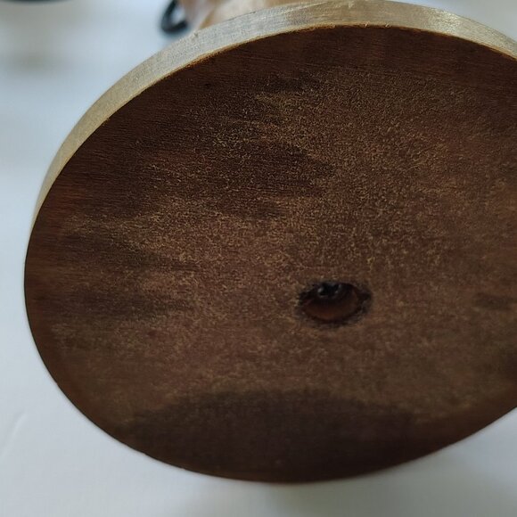 Boho Chic Candleabra Brown Wood 5 Candleholder Black Metal Casual - Picture 8 of 16